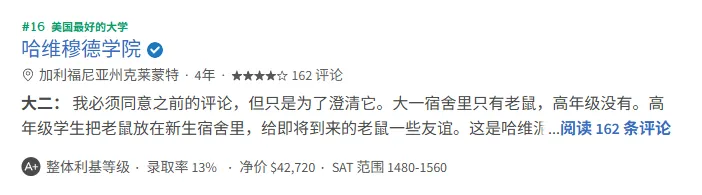👉文理学院方面,哈维穆德学院继续领跑,位列第16名,华盛顿与李