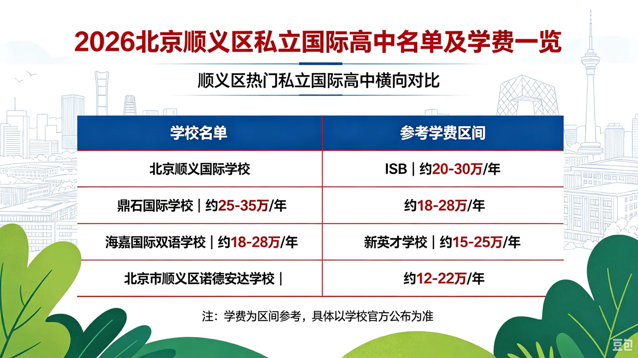 2026北京顺义区私立国际高中名单及学费一览