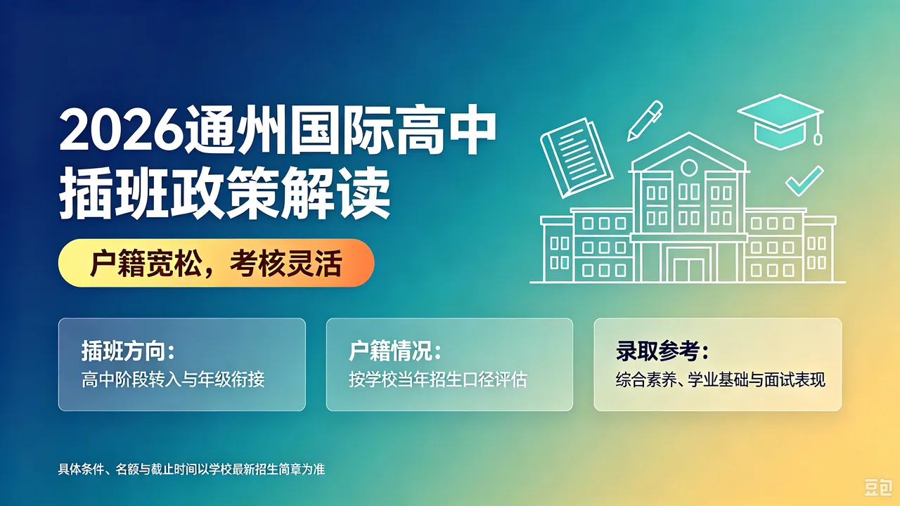 2026通州国际高中插班政策解读:户籍宽松,考核灵活