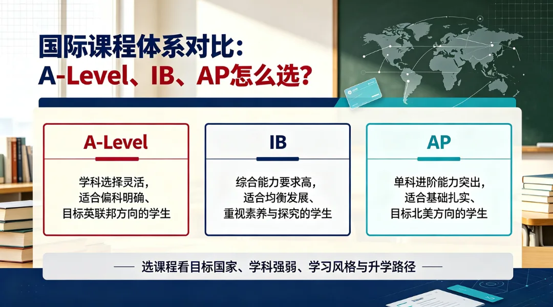 国际课程体系对比:A-Level、IB、AP怎么选?