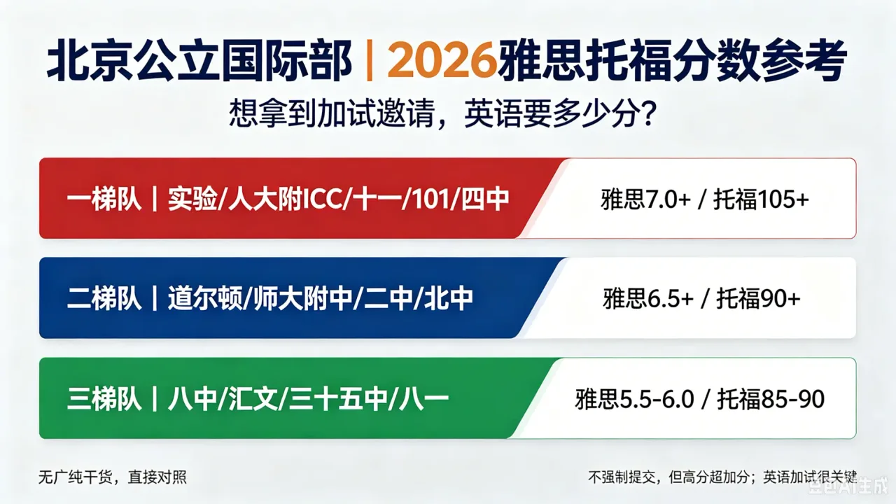 北京公立国际部｜2026雅思托福分数参考