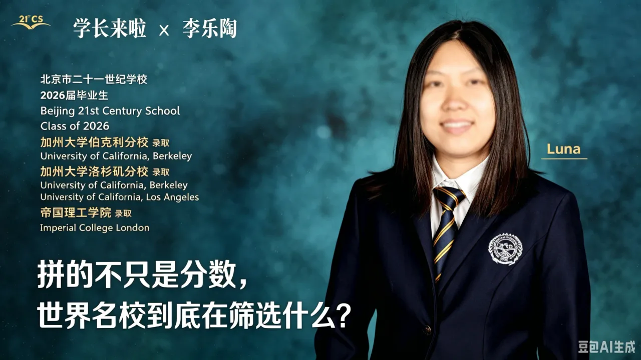 北京二十一世纪学校学长来啦| 李乐陶:拼的不只是分数,世界名校到底在筛选什么?