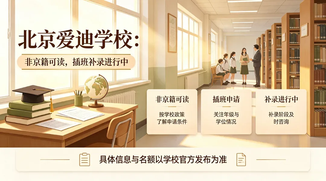 北京爱迪学校2026年招生:非京籍可读,插班补录进行中