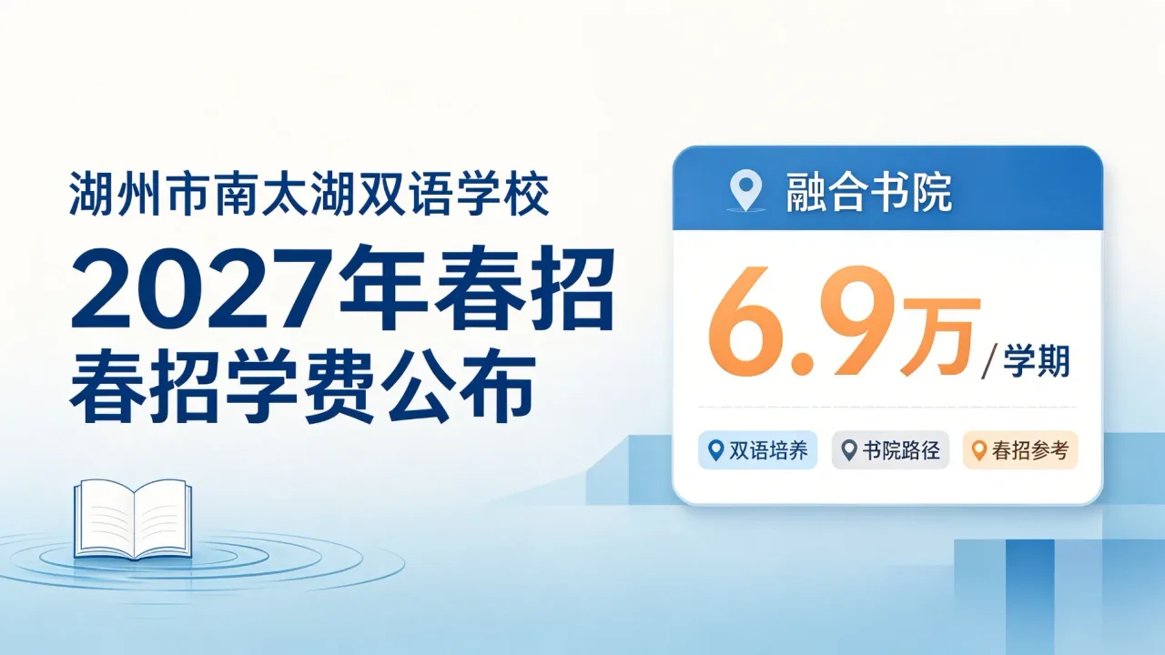 湖州市南太湖双语学校2027年春招学费公布，融合书院6.9万/学期