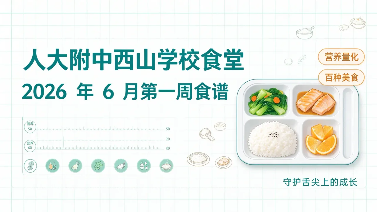 人大附中西山学校食堂 2026 年 6 月第一周食谱：营养量化 + 百种美食，守护舌尖上的成长