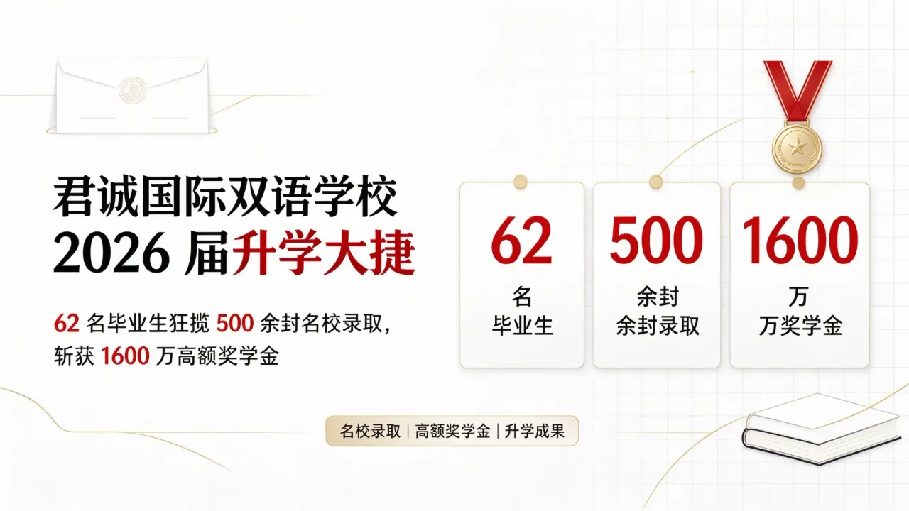 君诚国际双语学校 2026 届升学大捷:62 名毕业生狂揽 500 余封名校录取,斩获 1600 万高额奖学金