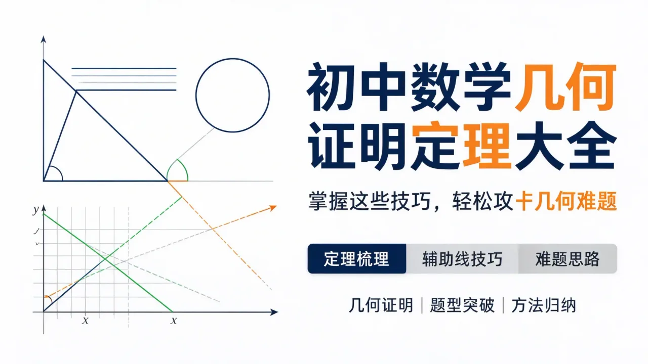 初中数学几何证明定理大全：掌握这些技巧，轻松攻克几何难题