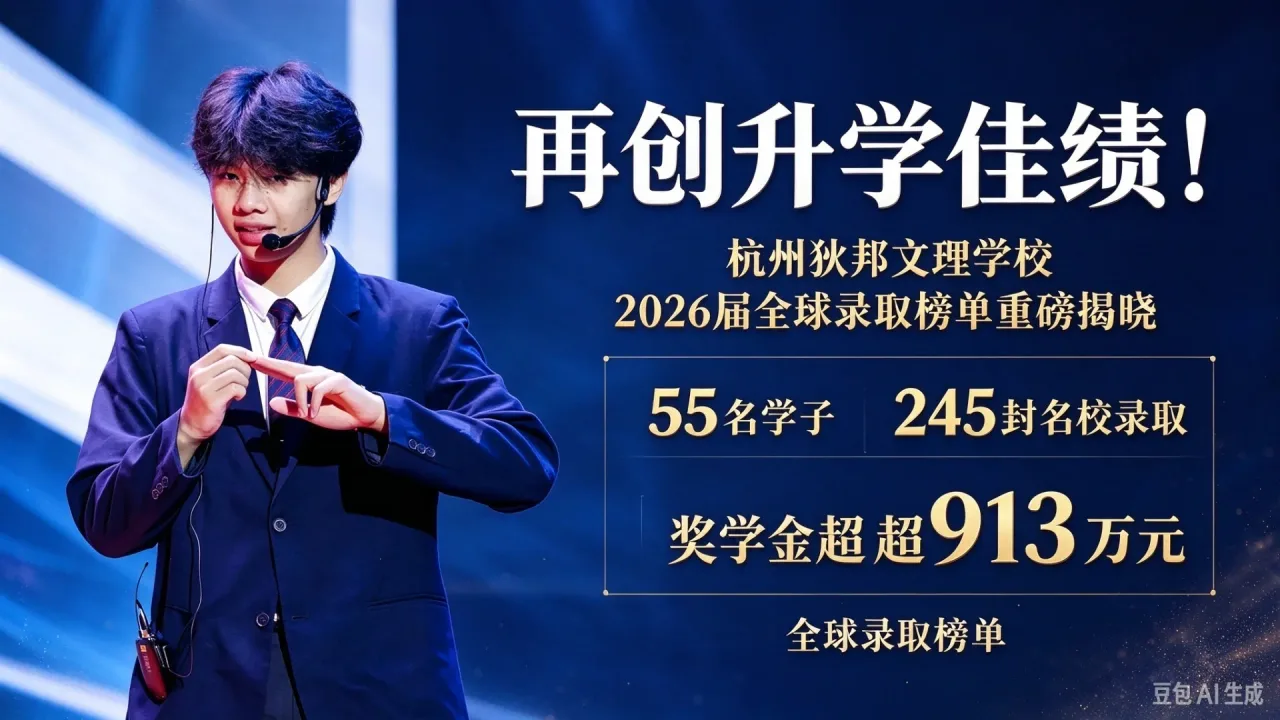 再创升学佳绩！杭州狄邦文理学校 2026 届全球录取榜单重磅揭晓，55 名学子斩获 245 封名校录取、奖学金超 913 万元