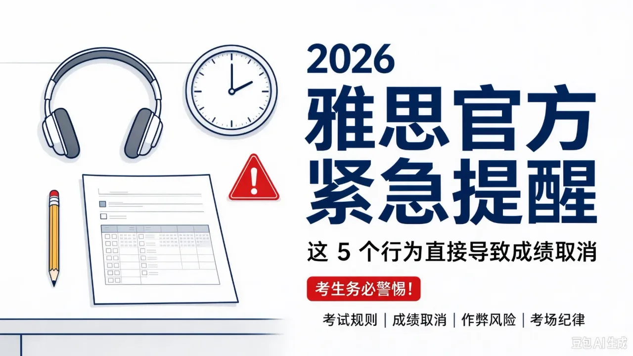 2026 雅思官方紧急提醒:这 5 个行为直接导致成绩取消,考生务必警惕!