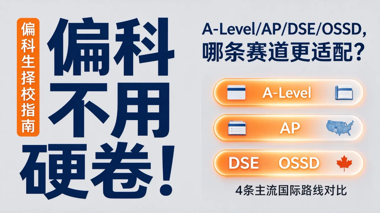 偏科不用硬卷!A-Level/AP/DSE/OSSD,哪条赛道更适配?