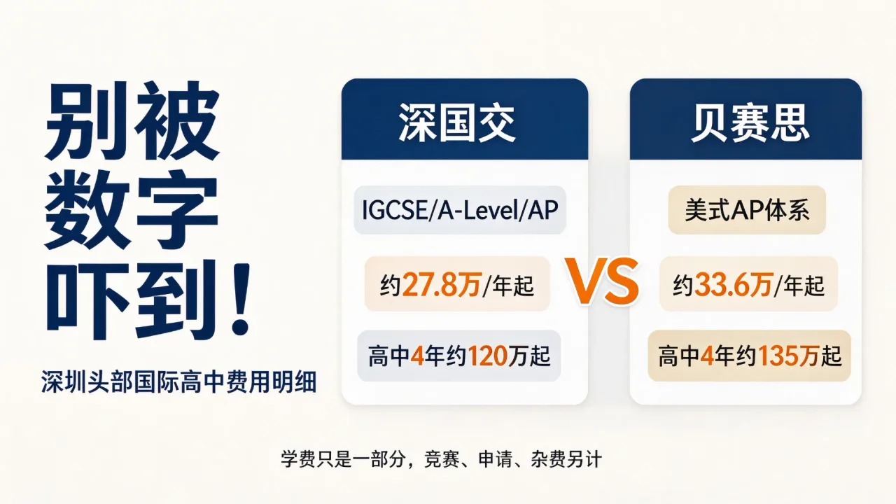 别被数字吓到!深圳头部国际高中费用明细,深国交 vs 贝赛思