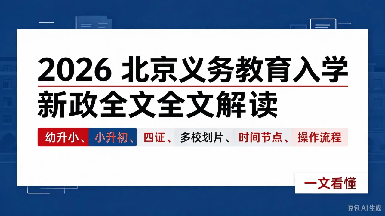 2026 北京义务教育入学新政全文解读:幼升小、小升初、四证、多校划片、时间节点、操作流程一文看懂