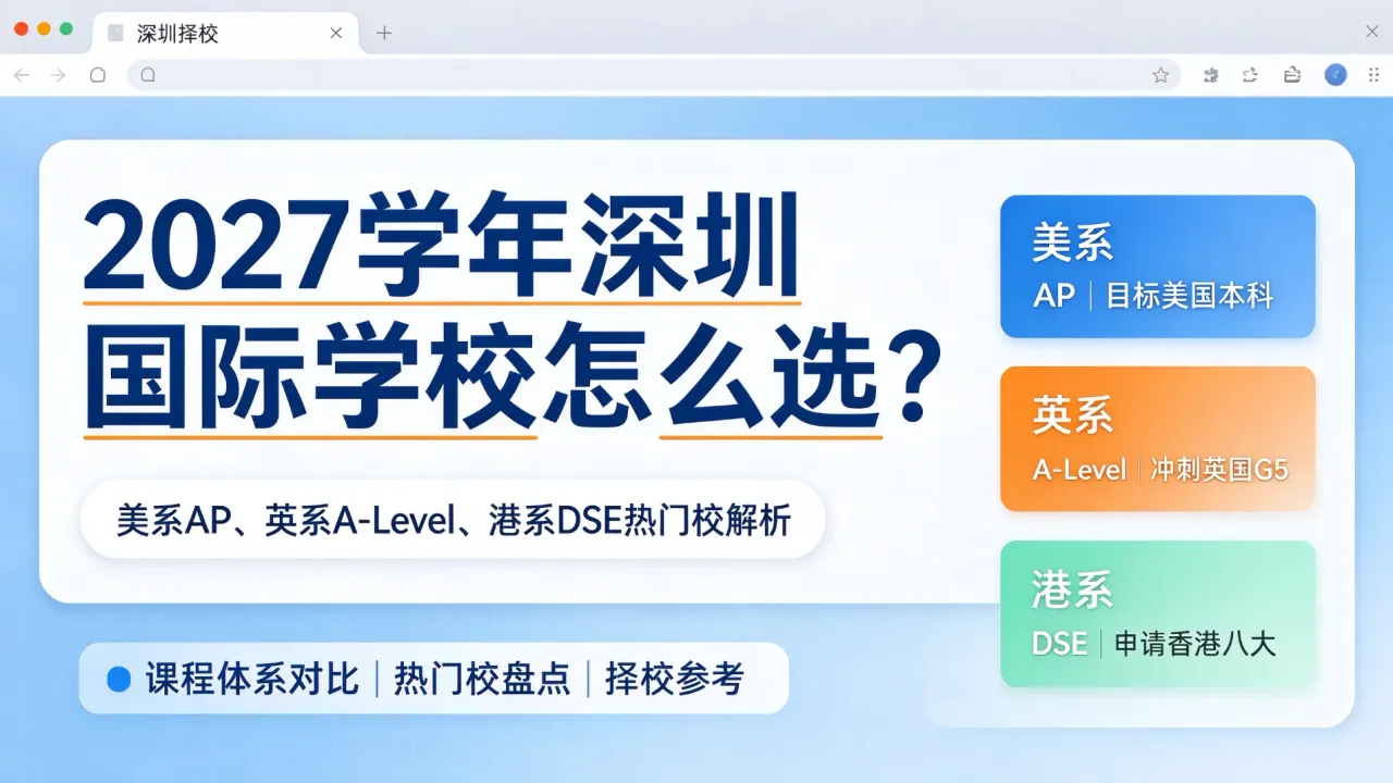 深圳择校|2027 学年美系 AP、英系 A-Level、港系 DSE 热门国际学校解析