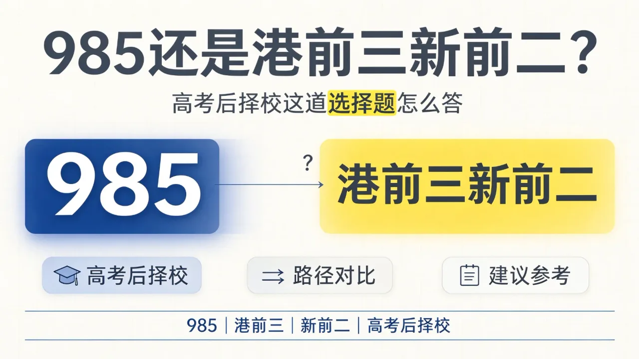 985还是港前三新前二?高考后择校这道选择题怎么答