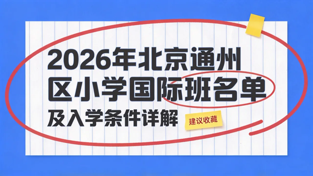 2026年北京通州区小学国际班名单及入学条件详解