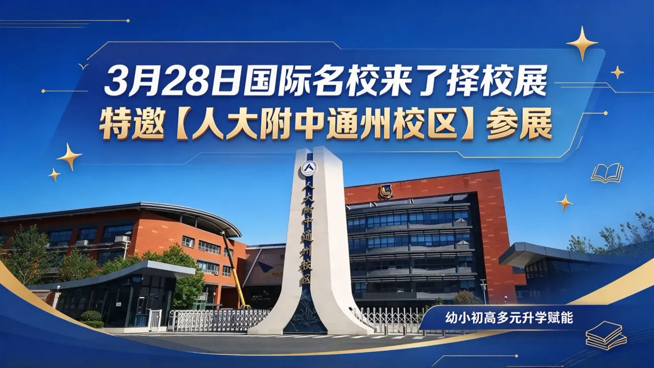 3月28日国际名校来了择校展特邀【人大附中通州校区】参展,幼小初高多元升学赋能