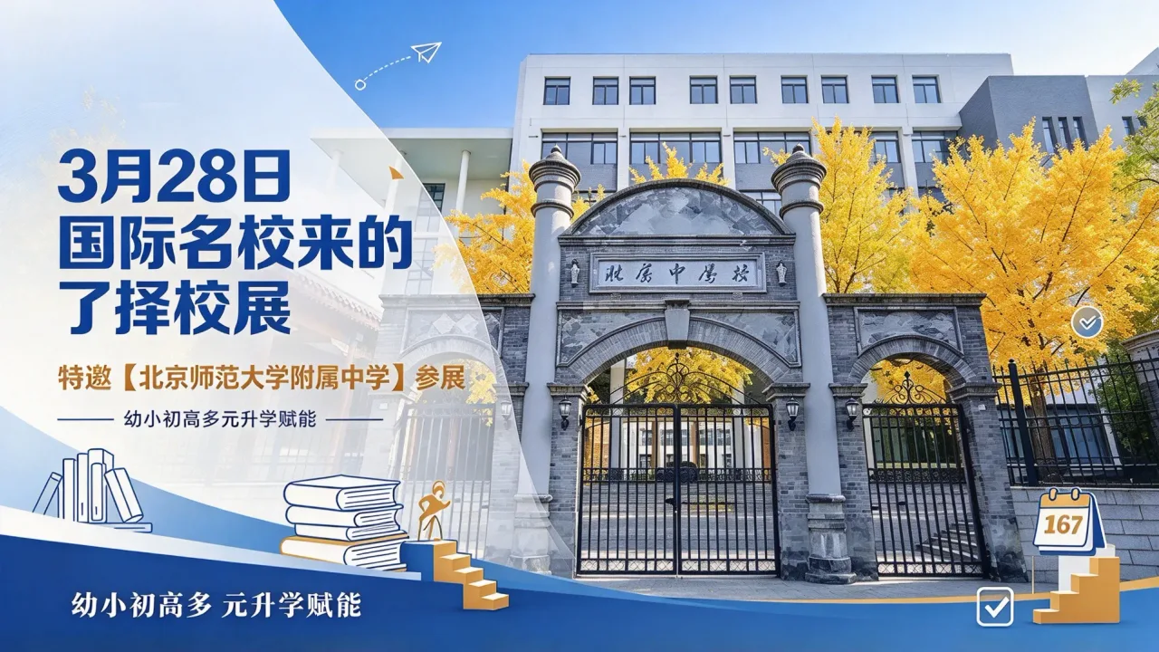 3月28日国际名校来了择校展特邀【北京师范大学附属中学】参展，幼小初高多元升学赋能