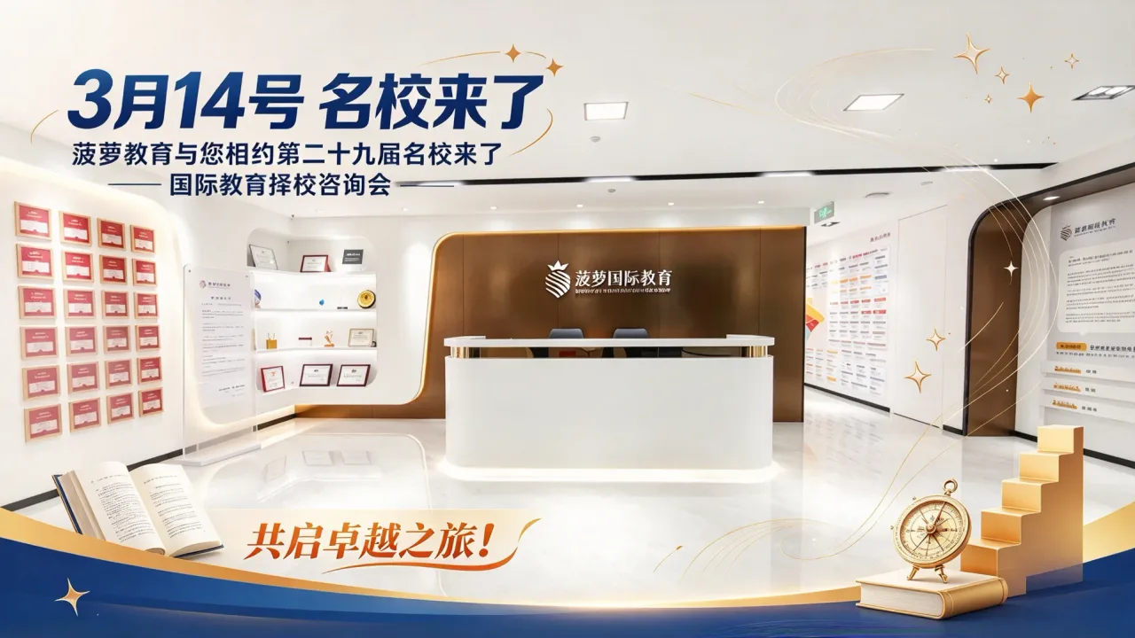 【3月14号名校来了】菠萝教育与您相约第二十九届名校来了国际教育择校咨询会,共启卓越之旅!