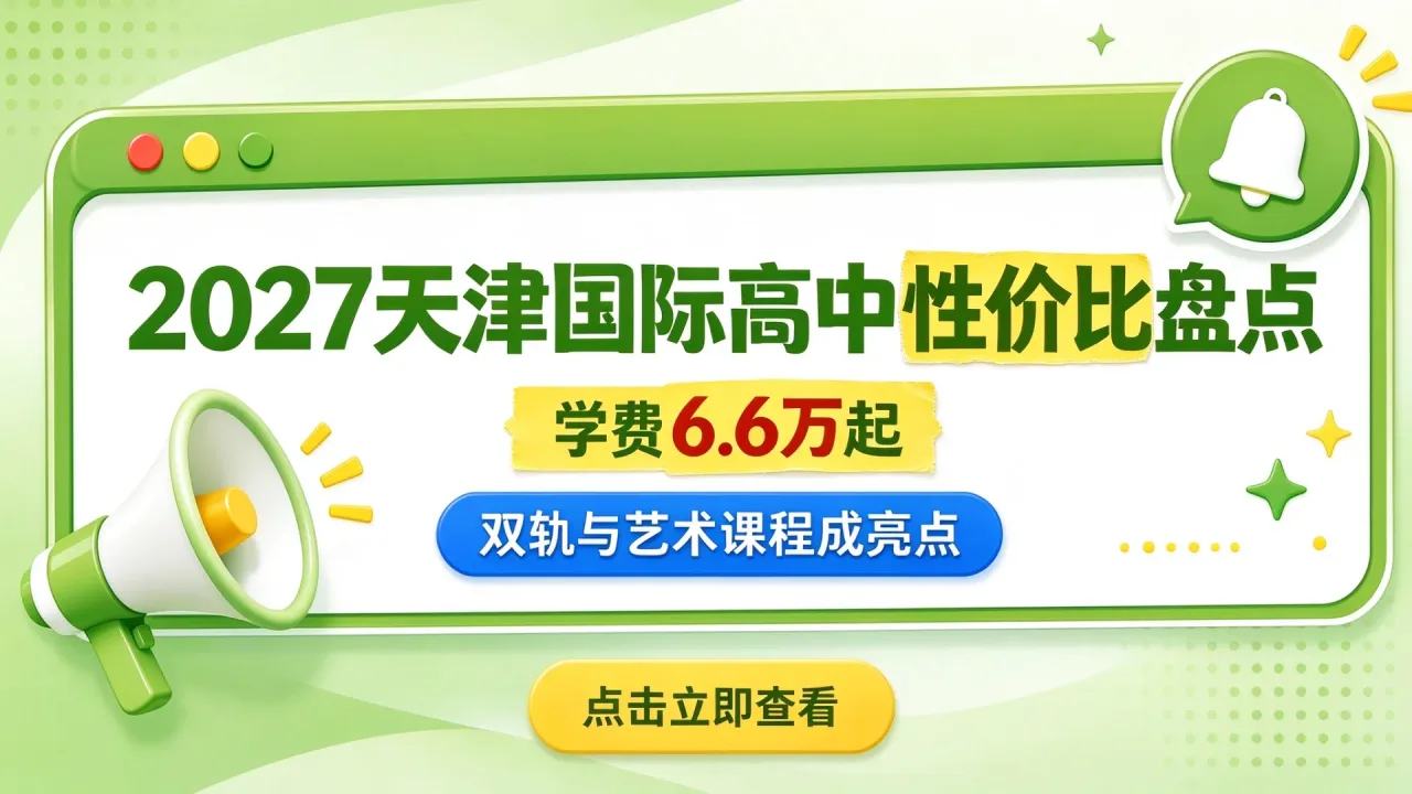 2027天津国际高中性价比盘点:学费6.6万起,双轨与艺术课程成亮点