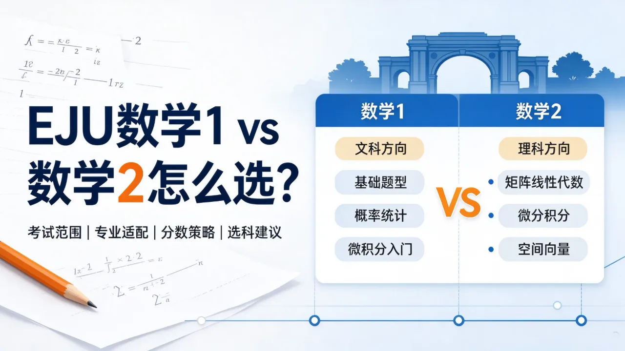 EJU数学1vs数学2怎么选?区别、适配人群、院校要求全整理