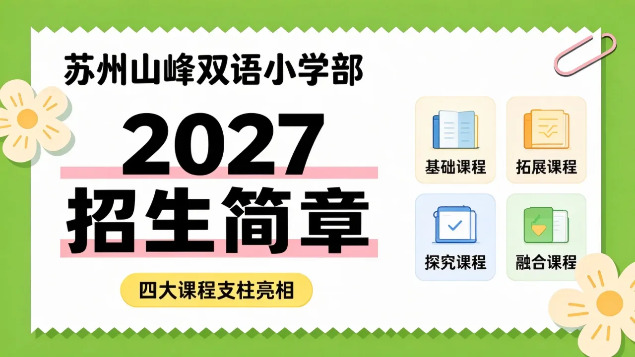 苏州山峰双语小学部发布2027招生简章，四大课程支柱亮相