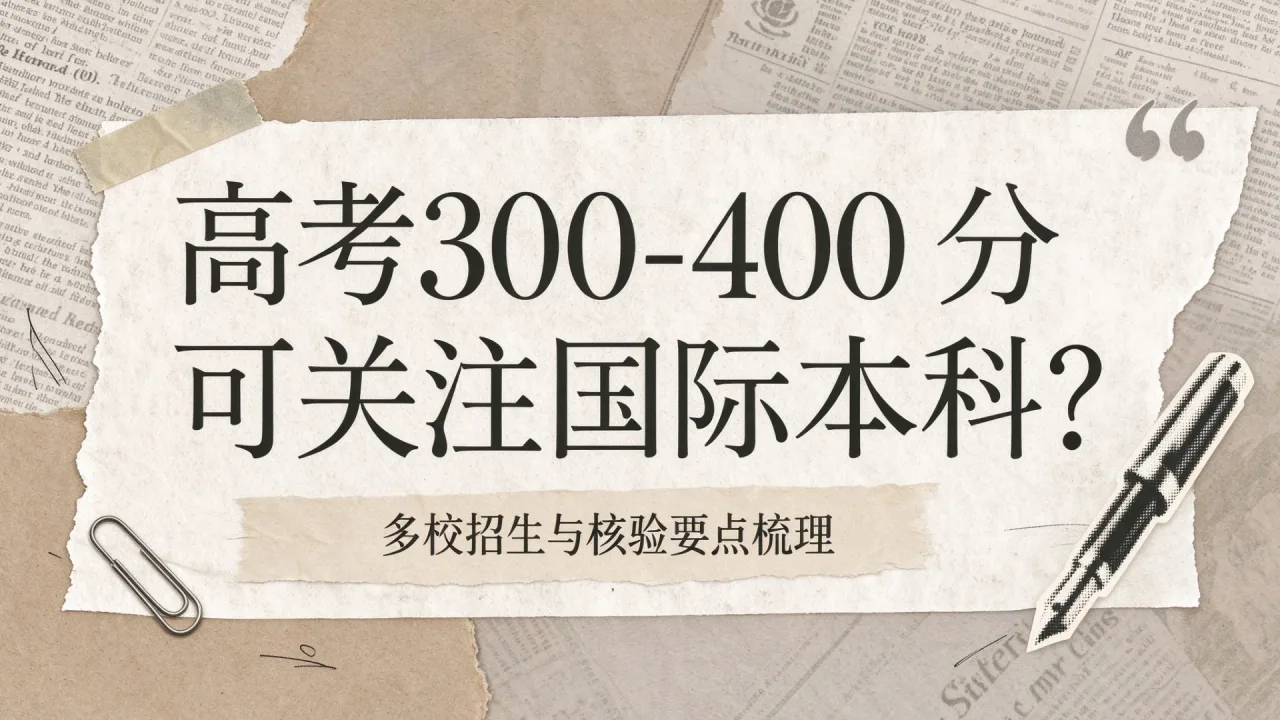 高考300-400分可关注国际本科?多校招生与核验要点梳理