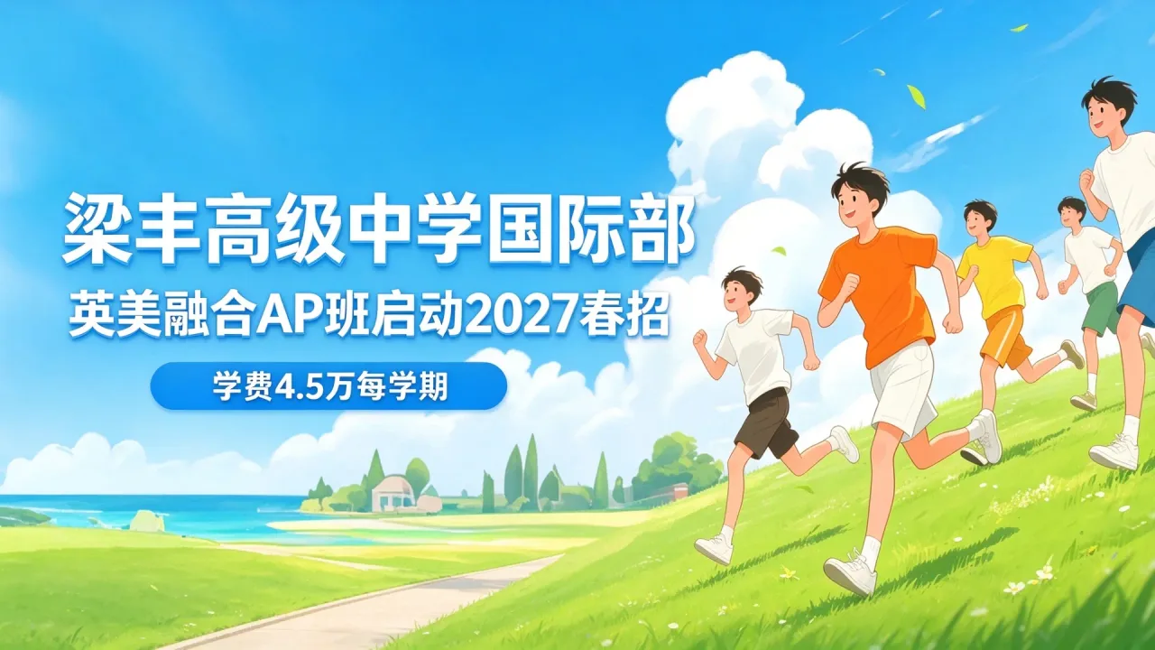 梁丰高级中学国际部英美融合AP班启动2027春招,学费4.5万每学期