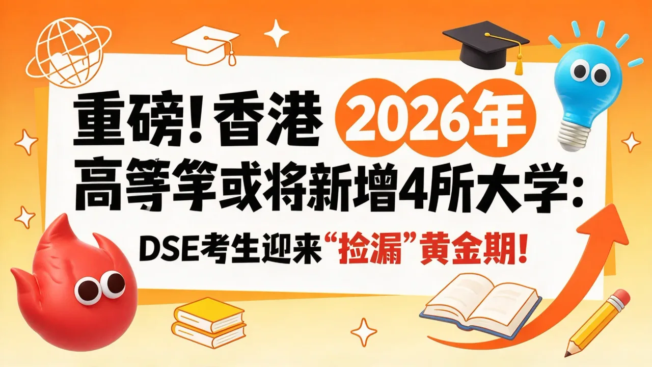 重磅！香港高等教育大爆发：2026年或将新增4所大学，DSE考生迎来“捡漏”黄金期！