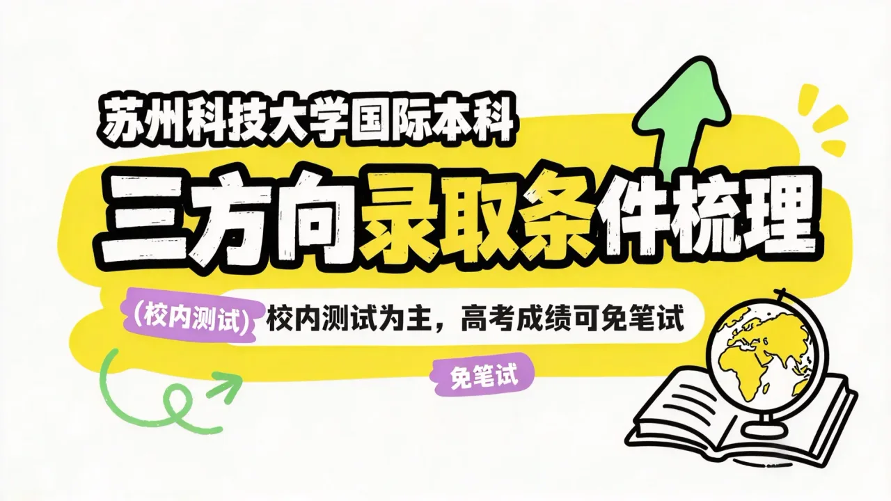 苏州科技大学国际本科三方向录取条件梳理:校内测试为主,高考成绩可免笔试