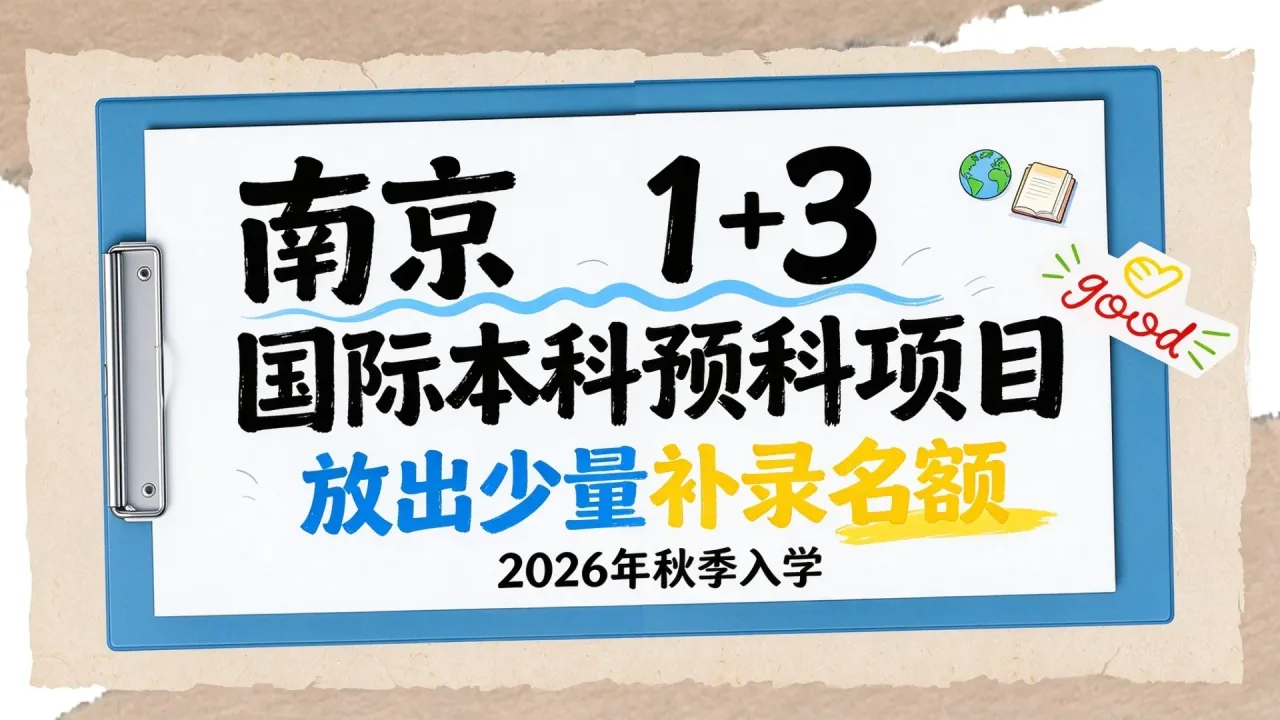 南京1+3国际本科预科项目放出少量补录名额，2026年秋季入学