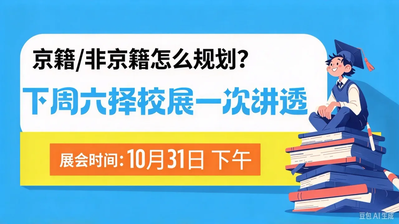 京籍/非京籍怎么规划？下周六择校展，北京升学路径一次讲透