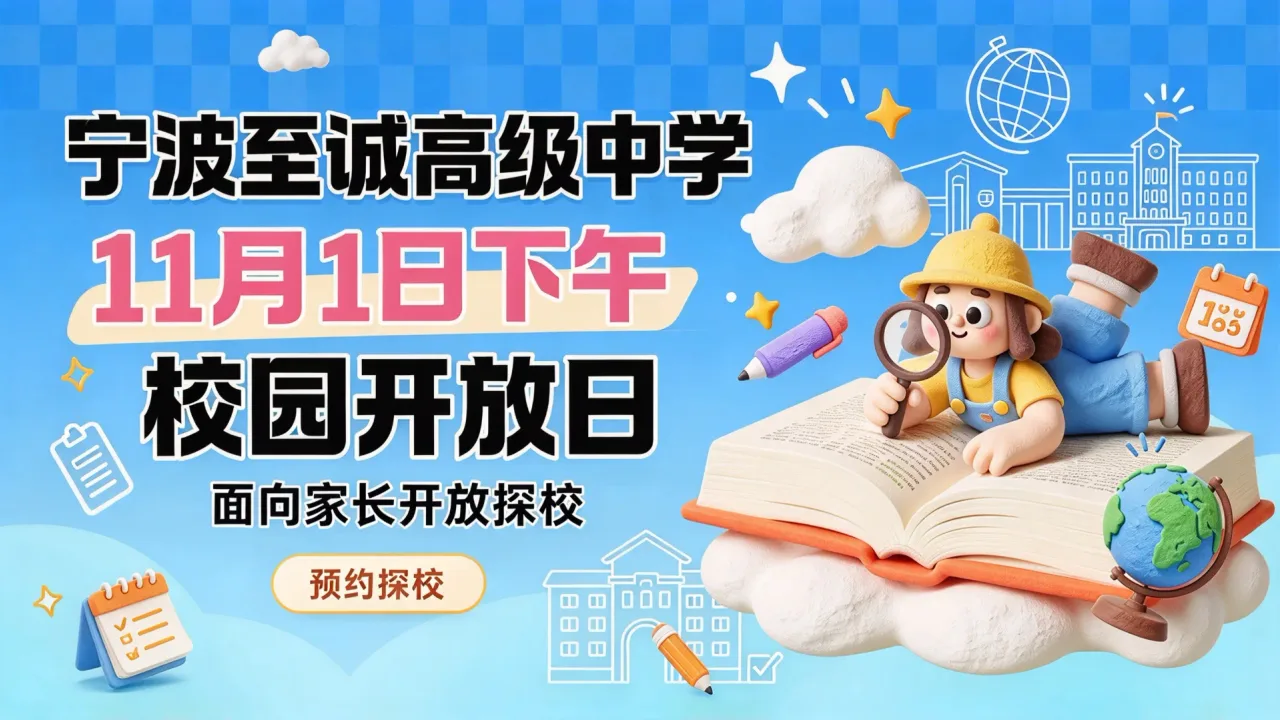 宁波至诚高级中学将于11月1日下午举办校园开放日,面向家长开放探校