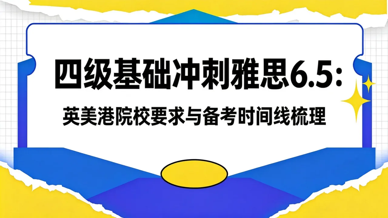 四级基础冲刺雅思6.5：英美港院校要求与备考时间线梳理