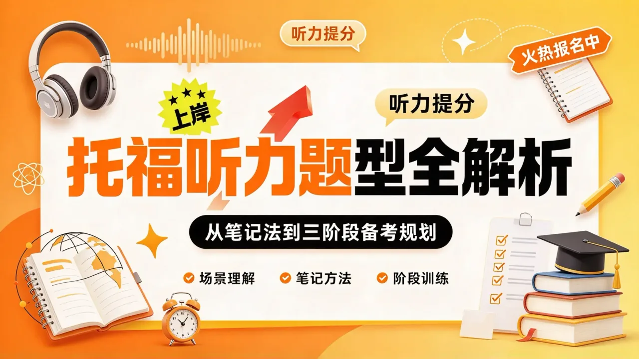 托福听力题型全解析:从笔记法到三阶段备考规划