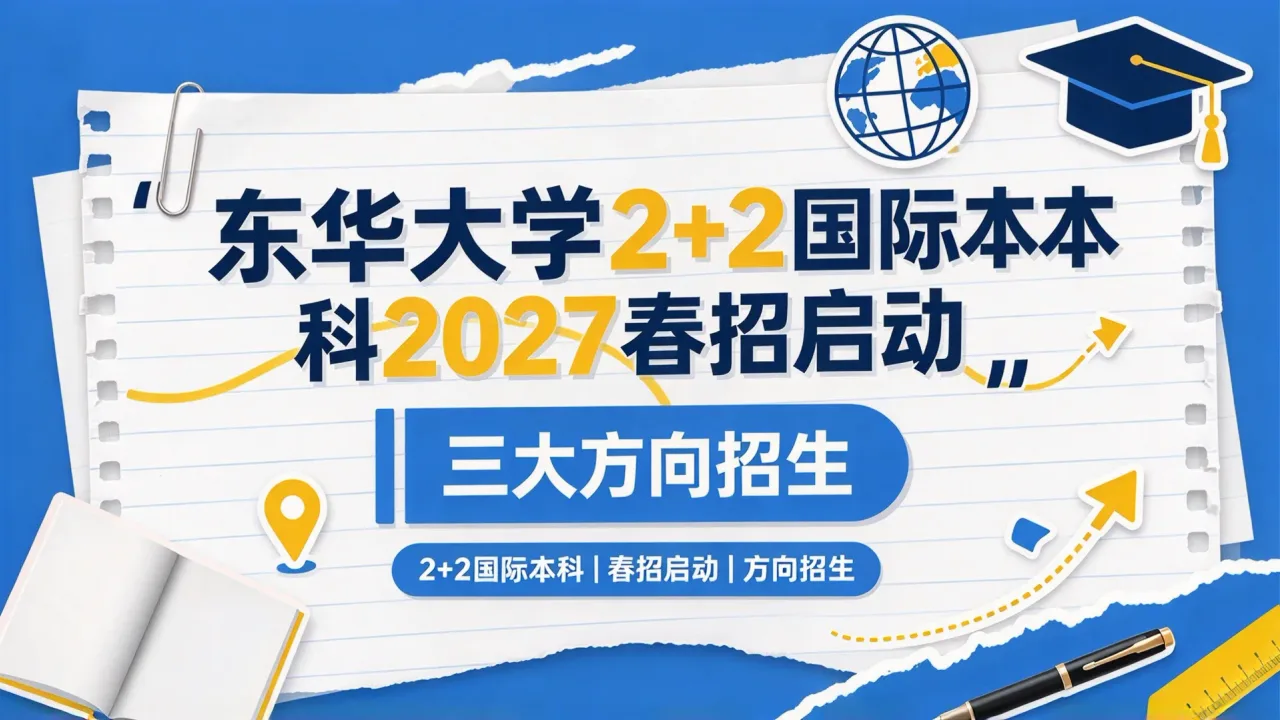 东华大学2+2国际本科2027春招启动,三大方向招生