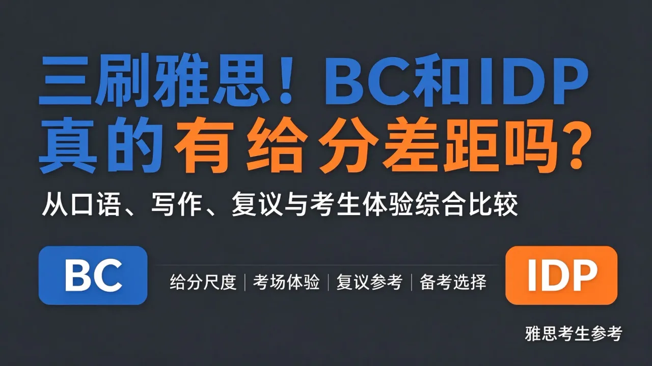 三刷雅思!BC和IDP真的有给分差距吗?我的分数反转实录