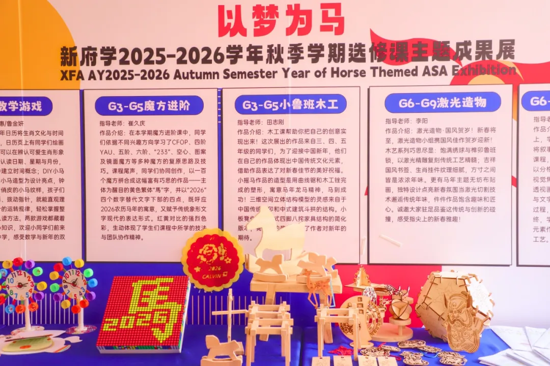 春风送暖，马岁呈祥。寒假来临前，新府学初小部选修课成果展上（图 2）