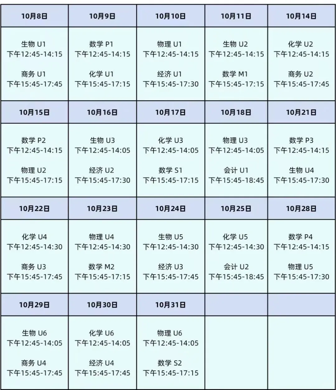 具体科目安排(图 2)