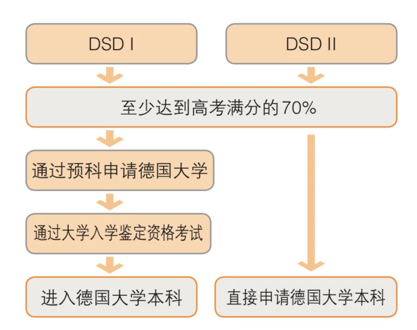 若学生仅通过DSD I(B1级别)考试,但高考分数达到70%