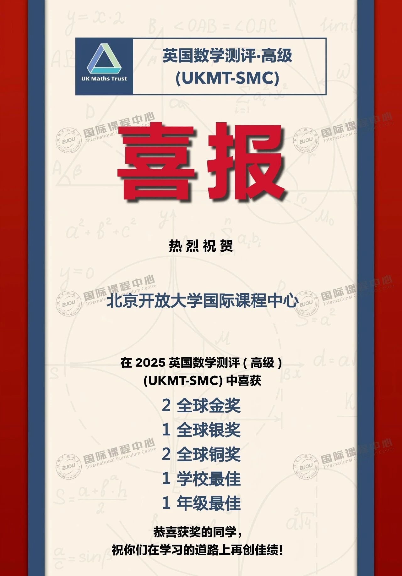 最近，北开ICC接连传来喜讯 在2025年澳大利亚数学测评（AM