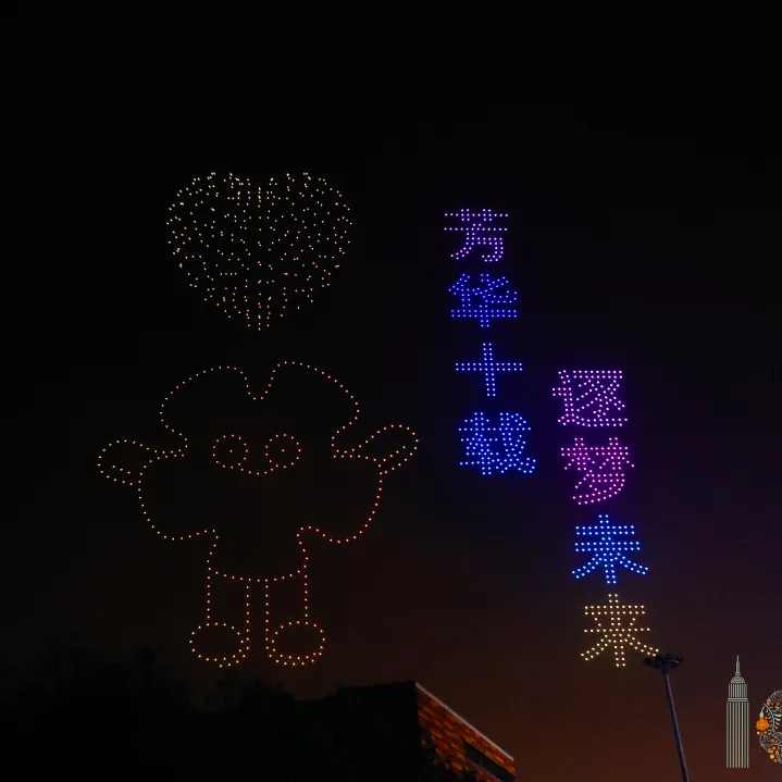 《星辰大海》的副歌回荡在夜空时,上千架无人机腾空而起(图 6)