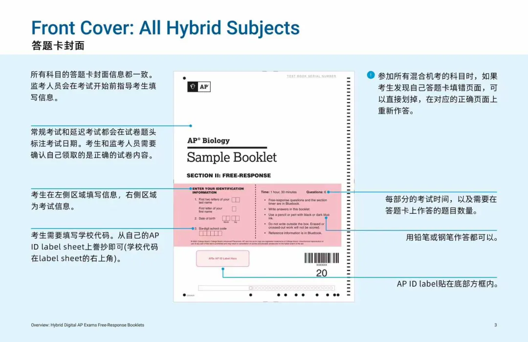 监考老师将会发给每位考生专属的AP ID的条码贴纸