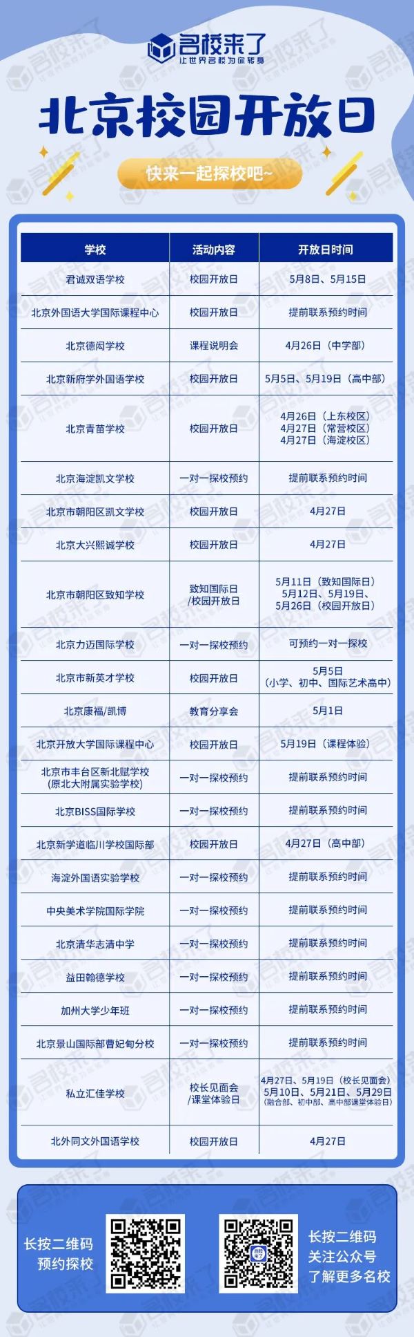 北京国际化学校开放日信息