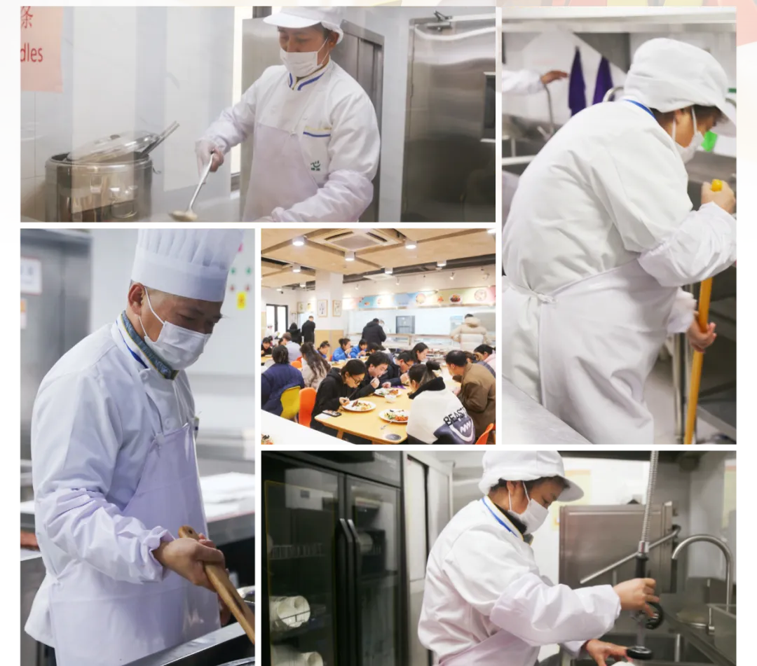 美高的食堂工作人员在开始制作前都会进行彻底的消毒