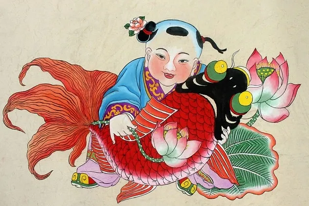 胖娃娃抱着鲤鱼,寓意年年有余(图 3)