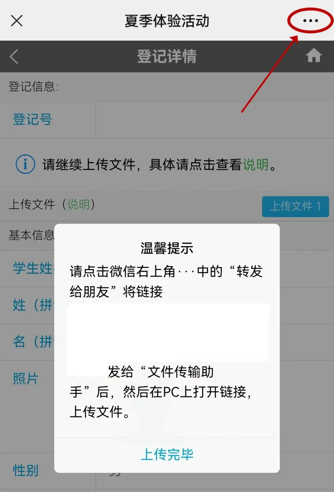 05、按照提交指引,在电脑端上传文件
