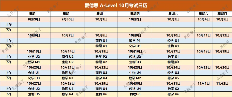 考试时间安排:2025年10月8日-10月31日