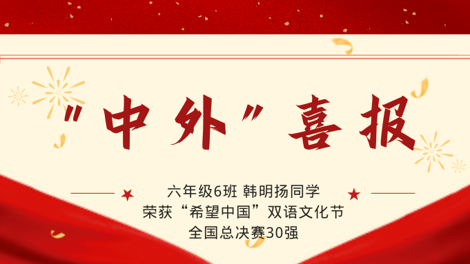 喜报!中关村外国语学校学子斩获“希望中国”全国总决赛三十强!