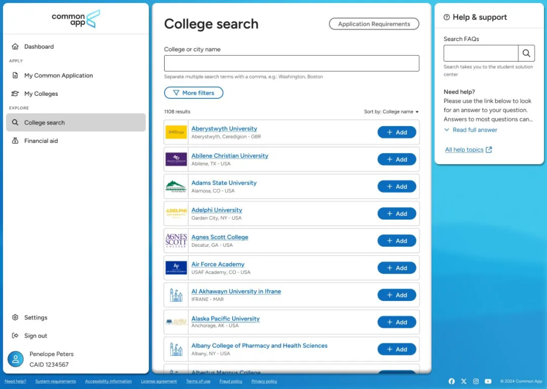 Explore 板块新增 College Search 功能: