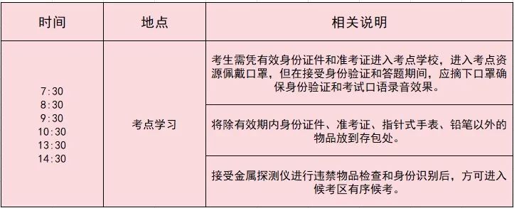 开考前1小时